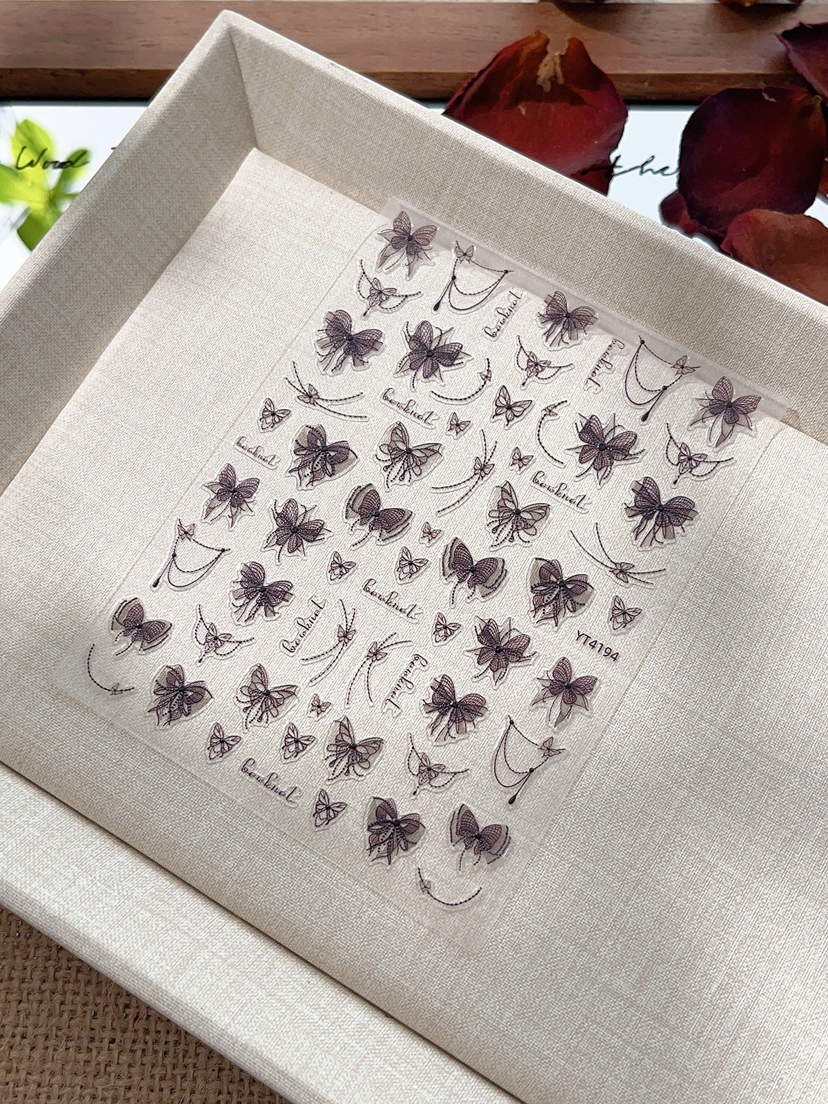 Wholesale Nail art stickers bronzing ink bow Phnom Penh vintage gradient ribbon embossed flat nail decals